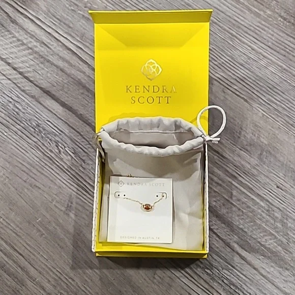 Kendra Scott Enamel Football Pendant Necklace  14K Gold Over Brass 19" - Picture 5 of 6